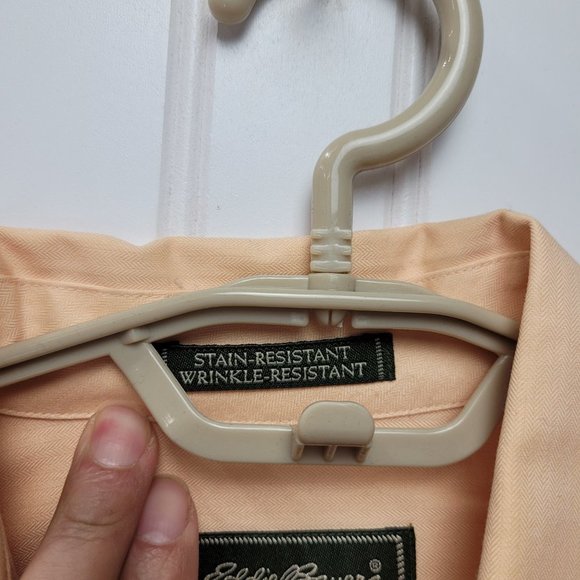 Eddie Bauer Button Down Shirt Men XL Peach Wrinkle & Stain Resistant 100% Cotton - Picture 6 of 13